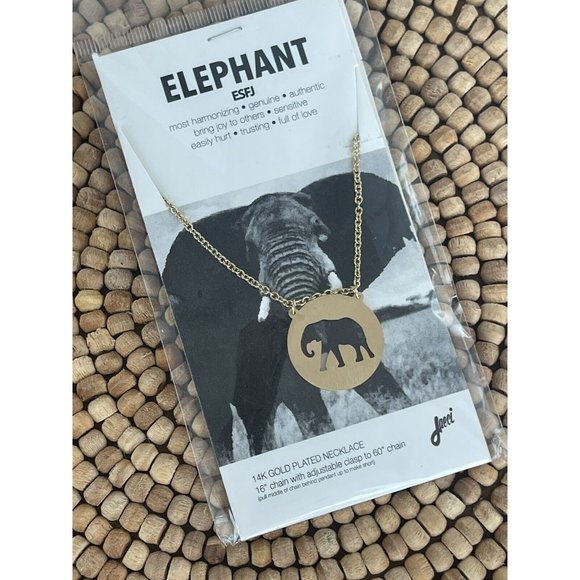 New JAECI Elephant Charm 14K Gold Plated  Necklace Adjustable Elephant Lover - Picture 3 of 7